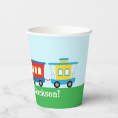 Cute Train Birthday Party Pappbecher (Rückseite)