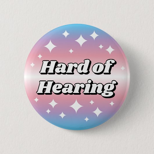 Cute Transgender Flag Gradient Hard of Hearing Button (Vorderseite)