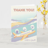 Cute Travel Lover Thank You Airplane Rainbow Sky Karte (Gelbe Blume)