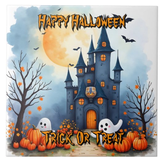 Cute Trendy Halloween Spooky Collection Fliese (Vorderseite)
