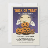 Cute Trick or Treat Halloween Party Kids Einladung (Vorderseite)