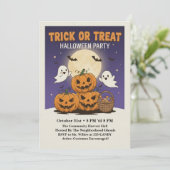 Cute Trick or Treat Halloween Party Kids Einladung (Stehend Vorderseite)