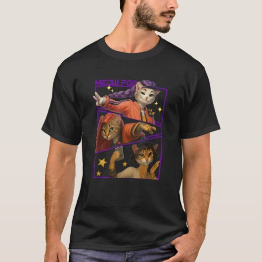 Cute Trio Cat Warriors Parody Retro Aesthetic T-Shirt (Vorderseite)