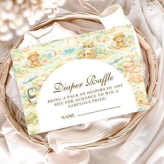Cute Tropical Animal Party Diapper Raffle Begleitkarte
