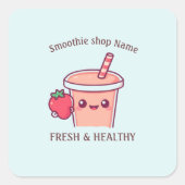 Cute Tropical Fruit Smoothies Fruit Kitchen shop Quadratischer Aufkleber (Vorderseite)