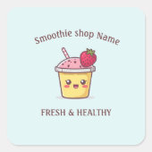 Cute Tropical Fruit Smoothies Fruit Kitchen shop Quadratischer Aufkleber (Vorderseite)