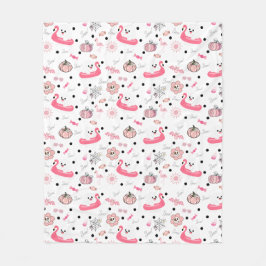 Cute Tropical Halloween – Ghosts & Flamingo Fleecedecke