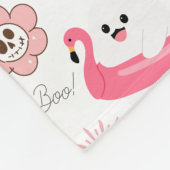 Cute Tropical Halloween – Ghosts & Flamingo Fleecedecke (Ecke)