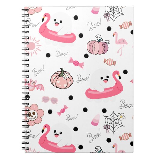 Cute Tropical Halloween Journal – Ghost Flamingo Notizblock (Vorderseite)
