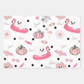 Cute Tropical Halloween - Pink Ghosts & Flamingos Geschenkpapier Set (Vorderseite)