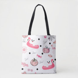 Cute Tropical Halloween Tote – Ghosts & Flamingos Tasche