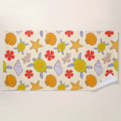 Cute & Tropical Hand-Drawn Sea Life Pattern Strandtuch (Vorderseite)