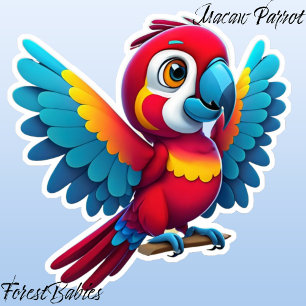 Cute Tropical Macaw Parrot Bird Cartoon Graphic Aufkleber
