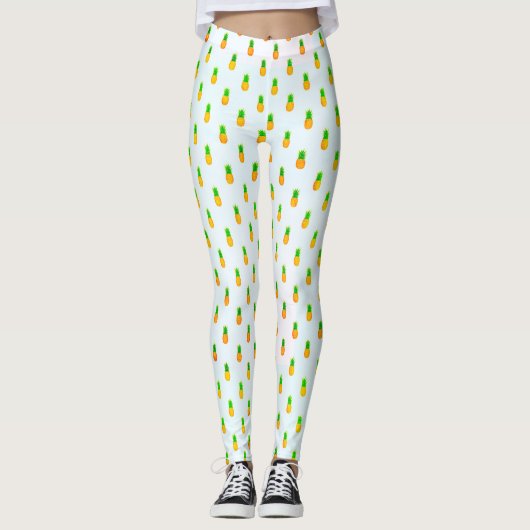 Cute Tropical Pineapple Pattern Leggings (Vorderseite)