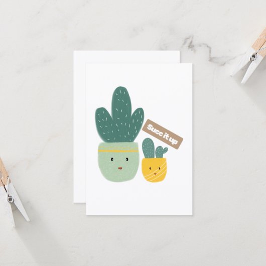 Cute Tropical Succulent Houseplant Smile Karte (Vorderseite/Rückseite Beispiel)