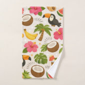 Cute Tropical Summer Pattern with Toucan and Fruit Badhandtuch Set (Handtuch)