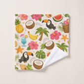 Cute Tropical Summer Pattern with Toucan and Fruit Badhandtuch Set (Waschlappen)