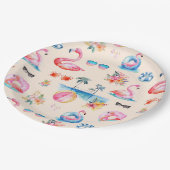 Cute Tropical Summer Watercolor Pattern Pappteller (Schrägansicht)
