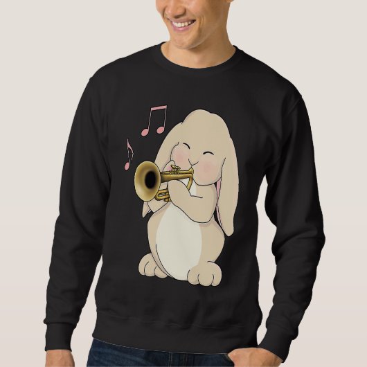 Cute Trumpet Player Bunny Rabbit Music Sweatshirt (Vorderseite)