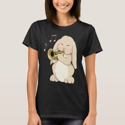 Cute Trumpet Player Bunny Rabbit Music T-Shirt (Vorderseite)