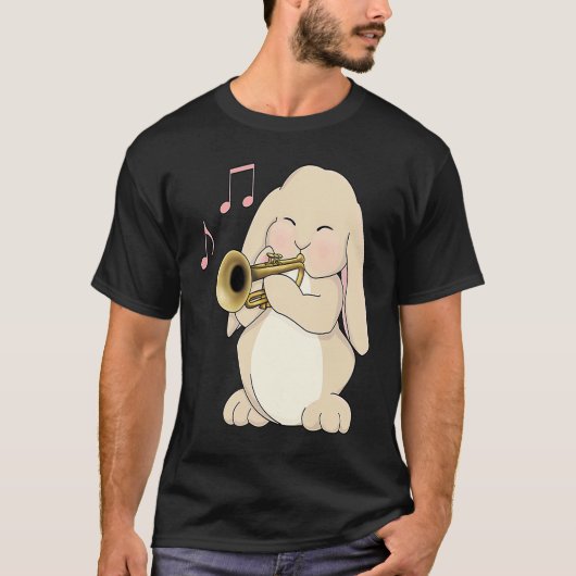 Cute Trumpet Player Bunny Rabbit Music T-Shirt (Vorderseite)