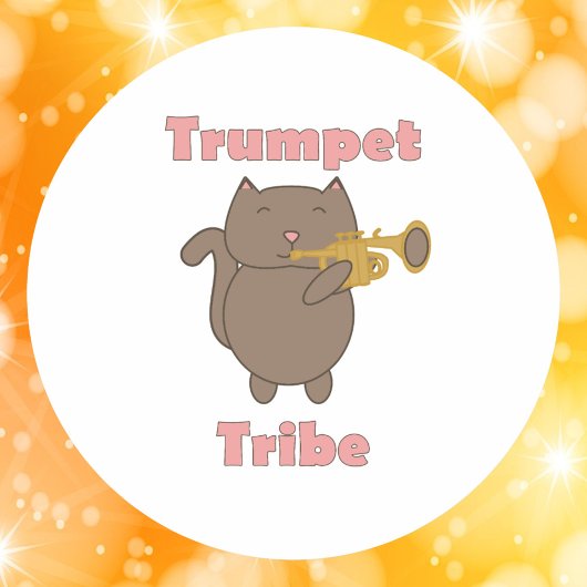 Cute Trumpet Tribe Cat Illustration  Runder Aufkleber