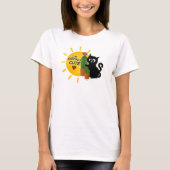 Cute Tshirt with black cat and cactus (Vorderseite)