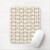 Cute Tulip Checkered Pattern | Pastel Floral  Mousepad (Mit Mouse)