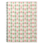 Cute Tulip Checkered Pattern | Pastel Floral Notizblock (Vorderseite)