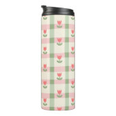 Cute Tulip Checkered Pattern | Pastel Floral Thermosbecher (Nach rechts gedreht)