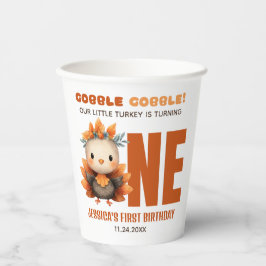 Cute Turkey Autumn Thanksgiving 1st Birthday Party Pappbecher