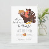 Cute Turkey Friendsgiving Dinner Einladung (Stehend Vorderseite)