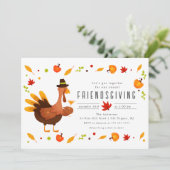 Cute Turkey Friendsgiving Einladung (Stehend Vorderseite)