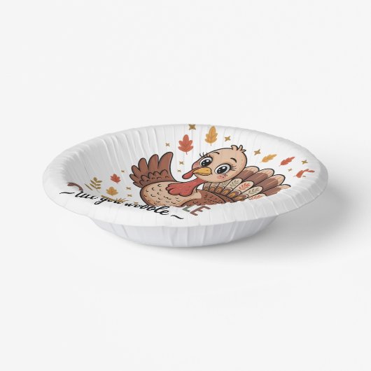 Cute Turkey & Funny Thanksgiving Vibes Pappteller (Gewinkelt)