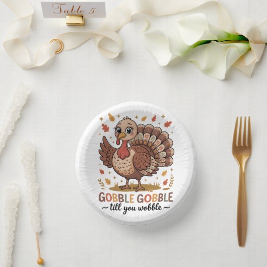 Cute Turkey & Funny Thanksgiving Vibes Pappteller (Hochzeit)