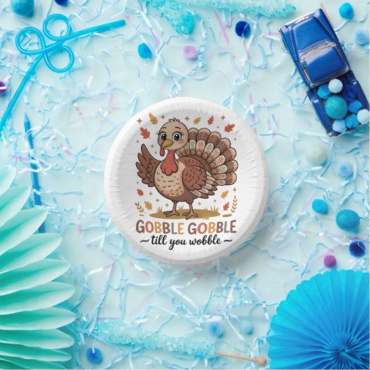 Cute Turkey & Funny Thanksgiving Vibes Pappteller (Party)