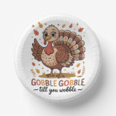 Cute Turkey & Funny Thanksgiving Vibes Pappteller (Vorderseite)