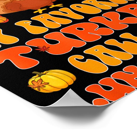 Cute Turkey Gift Funny Kitchen Staff Retro Fall De Poster (Ecke)