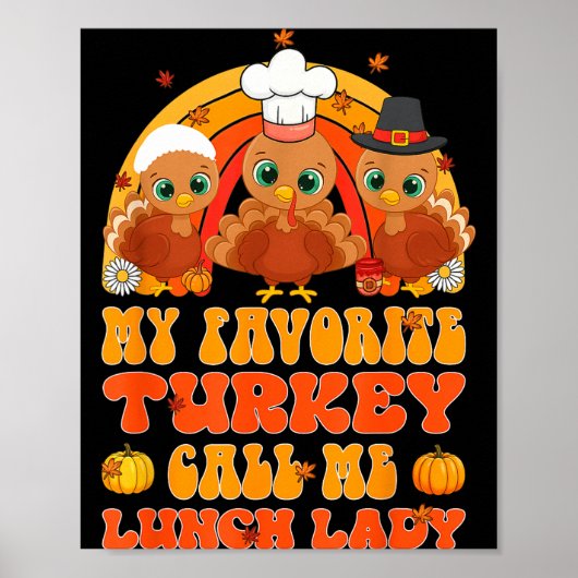 Cute Turkey Gift Funny Kitchen Staff Retro Fall De Poster (Vorne)