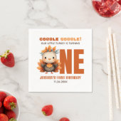 Cute Turkey Gobble Thanksgiving 1st Birthday Serviette (Beispiel)