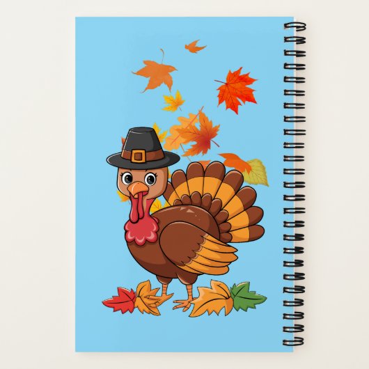 Cute Turkey Pilgrim Notebook for Kids, Personalize Notizblock (Rückseite)
