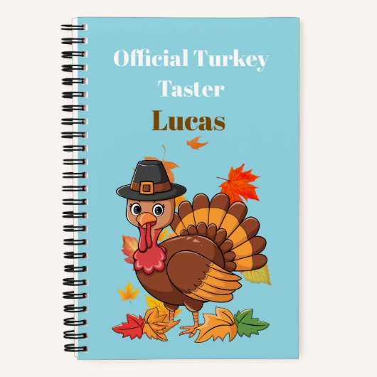Cute Turkey Pilgrim Notebook for Kids, Personalize Notizblock (Vorderseite)