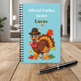 Cute Turkey Pilgrim Notebook for Kids, Personalize Notizblock