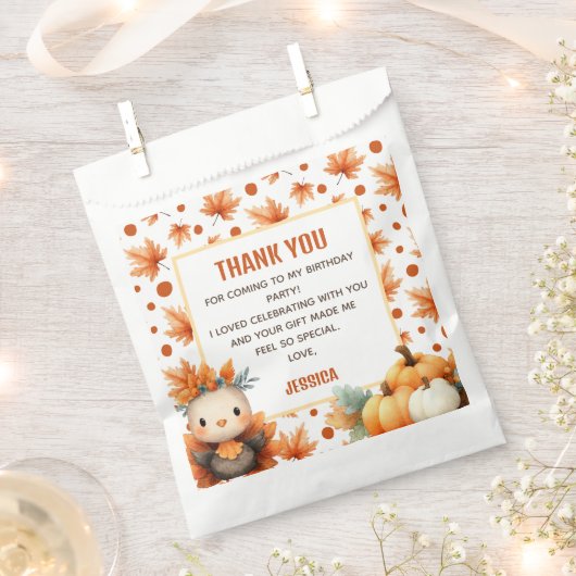 Cute Turkey Thanksgiving 1st Birthday Thank You Geschenktütchen (Ausgeschnitten)