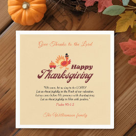 Cute Turkey Thanksgiving | Give Thanks to the Lord Serviette