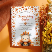 Cute Turkey with Fall Foliage Thanksgiving Dinner Einladung
