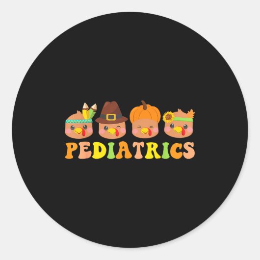 Cute Turkeys Pediatrics Pumpkin Thanksgiving Fall Runder Aufkleber (Vorderseite)