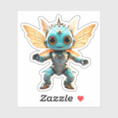 Cute Turquoise Dancing Robot Pixie Aufkleber (Blatt)