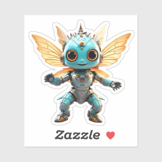 Cute Turquoise Dancing Robot Pixie Aufkleber (Blatt)