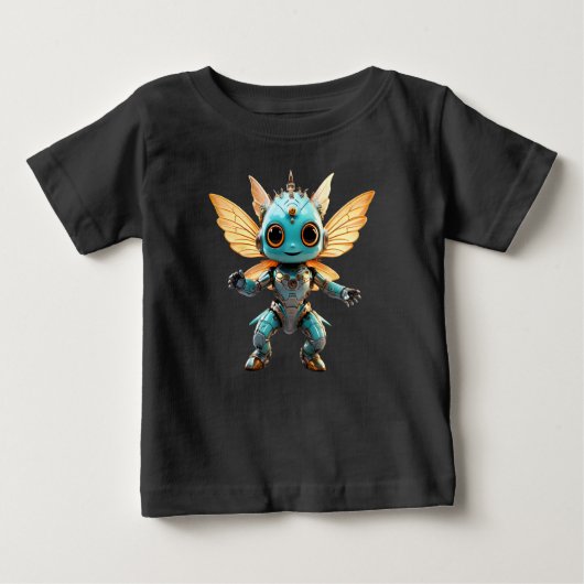 Cute Turquoise Dancing Robot Pixie Baby T-shirt (Vorderseite)